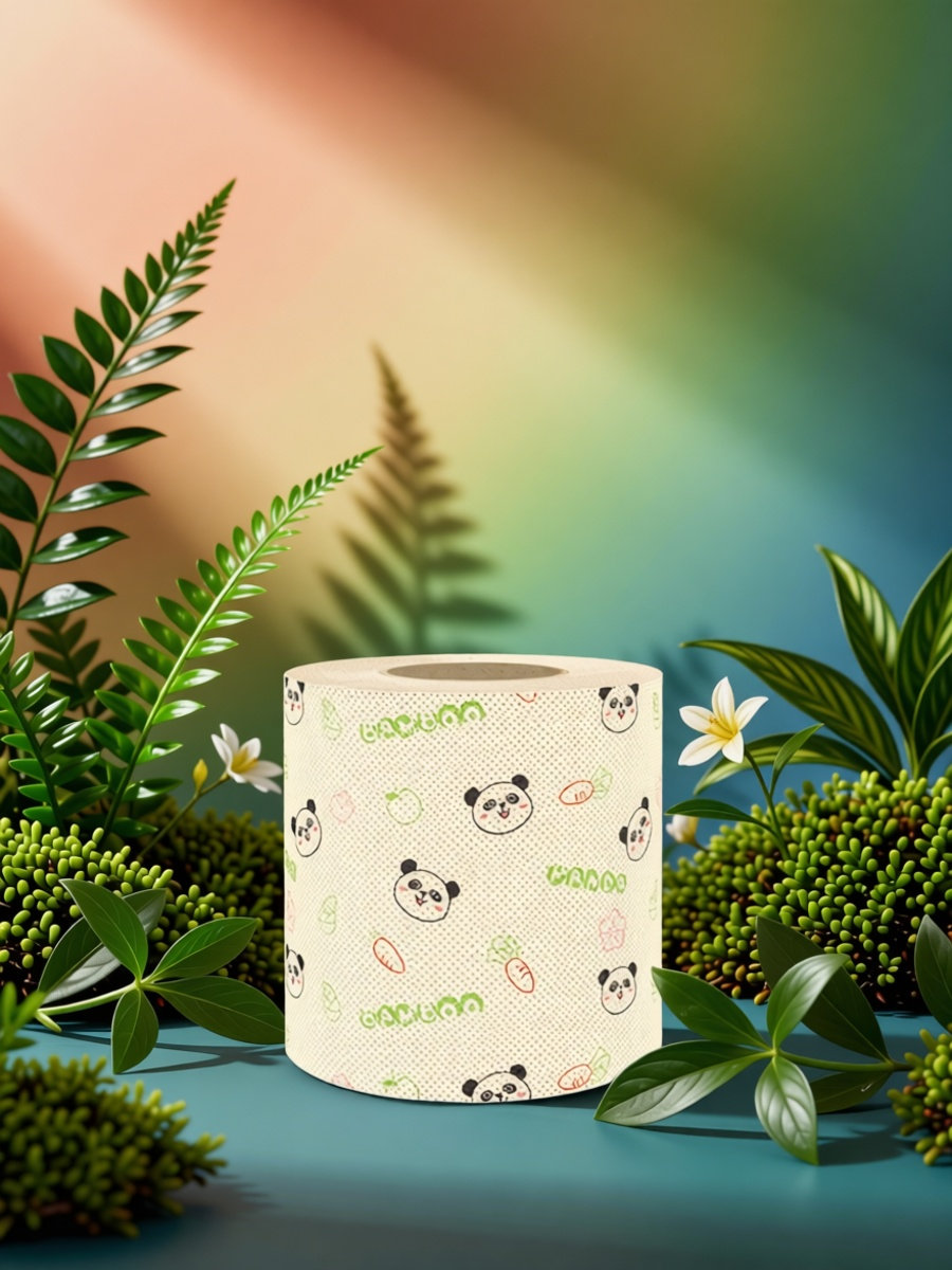 Pattern Tissue Paper - Panda Baskılı Tuvalet Kağıdı Rulosu Bambu