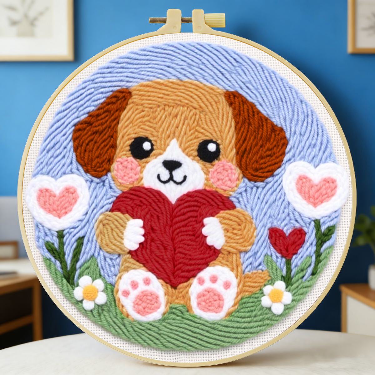 Is Sewing Textile Art - 20X20CM/7.87 inç Köpek Desenli Punch İğne