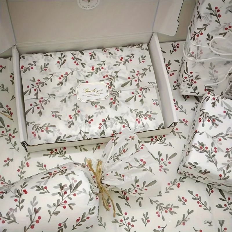Pattern Tissue Paper - 30 adet/10 adet Holly, Berry İnce
