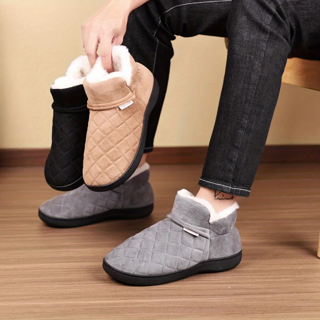 Sewing House - Unisex Kışlık Pamuklu Terlikler Peluş Astarlı