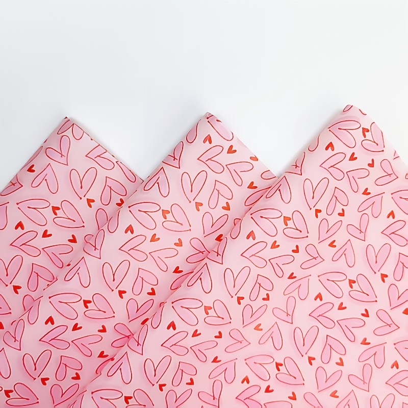 Pattern Tissue Paper - 50 Yaprak Parlak Pembe Kalp Desenli