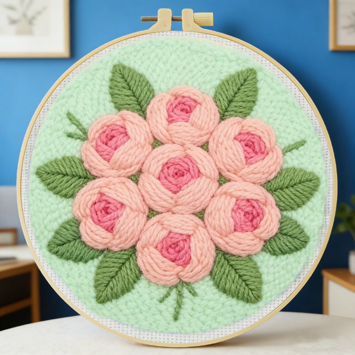Is Sewing Textile Art - 20X20CM/7.87 inç Çiçek Desenli Punch İğne