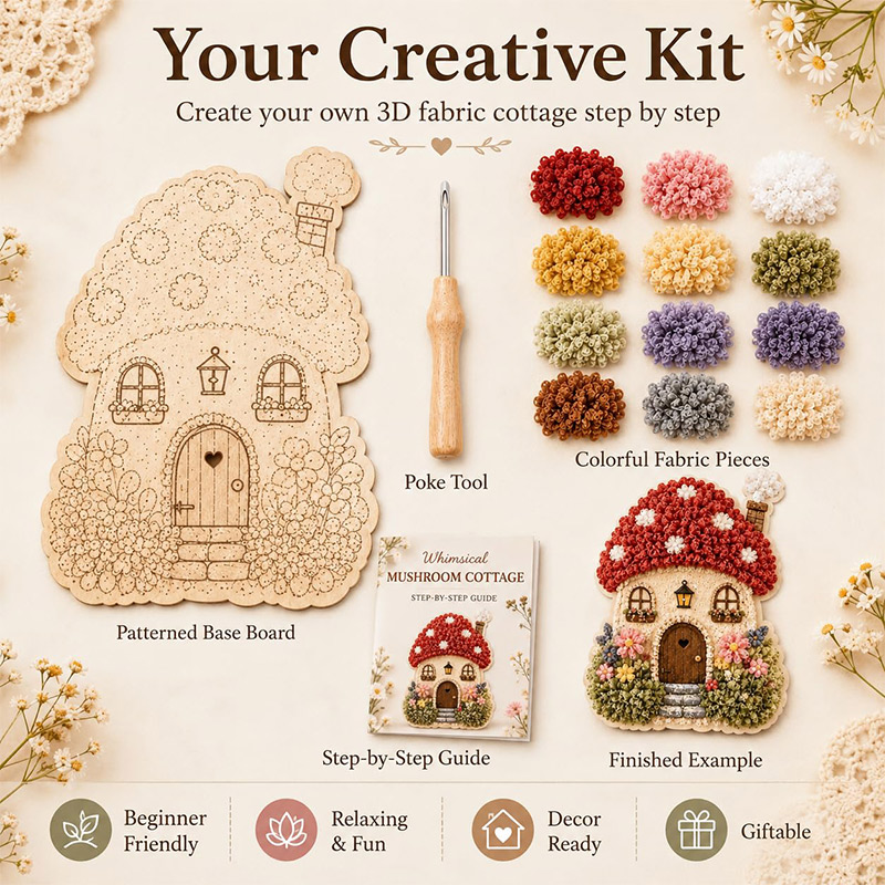 3D Mantar Ev Poke Art DIY Kiti - Sewing House incelemesi ve fiyatı