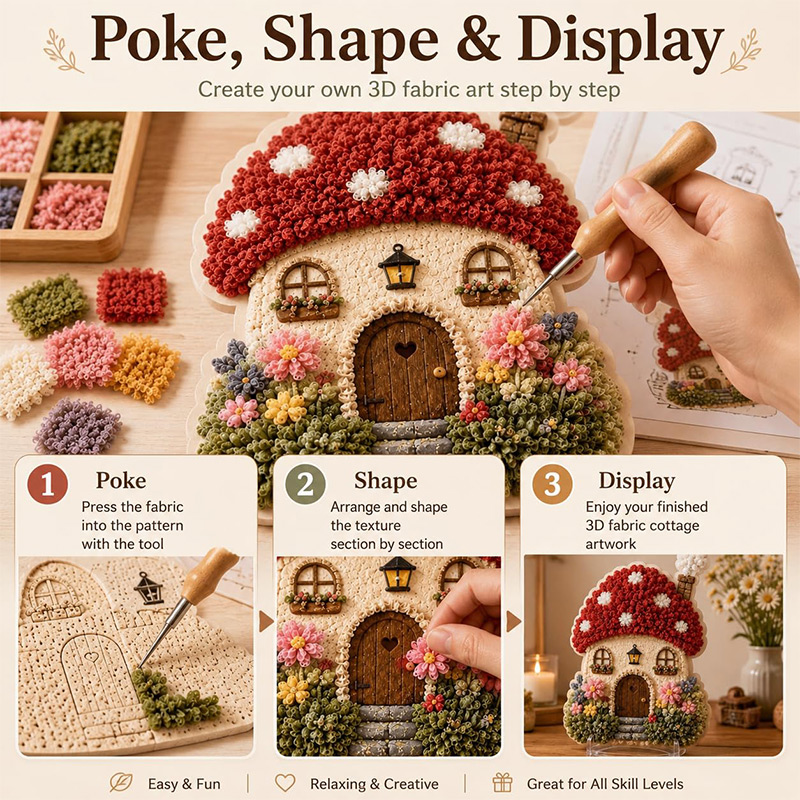 3D Mantar Ev Poke Art DIY Kiti - Sewing House incelemesi ve fiyatı