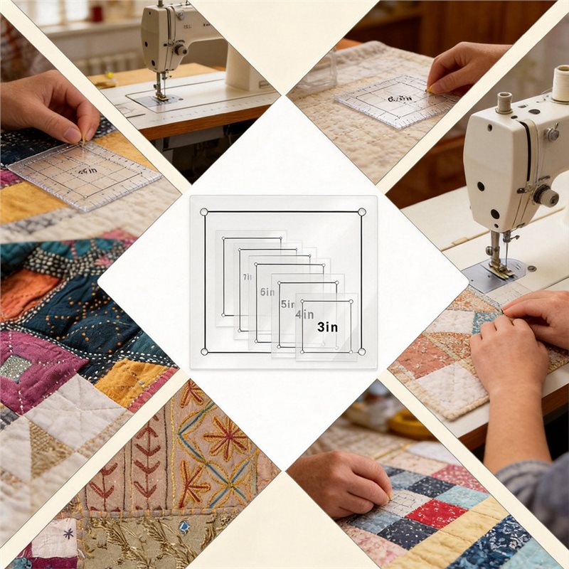 8 Adet Şeffaf Akrilik Kare Kap - Quilting Ruler Square incelemesi ve fiyatı
